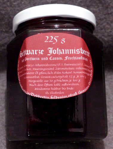 Schwarzer Johannisbeer-Fruchtaufstrich mit Portwein und Cassis